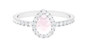 1 CT Minimal Rose Quartz Engagement Ring with Diamond Accent