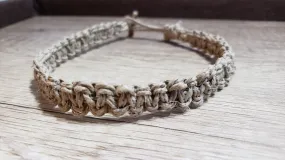 100% Natural Hemp Choker Necklace with Carved Bone Closure