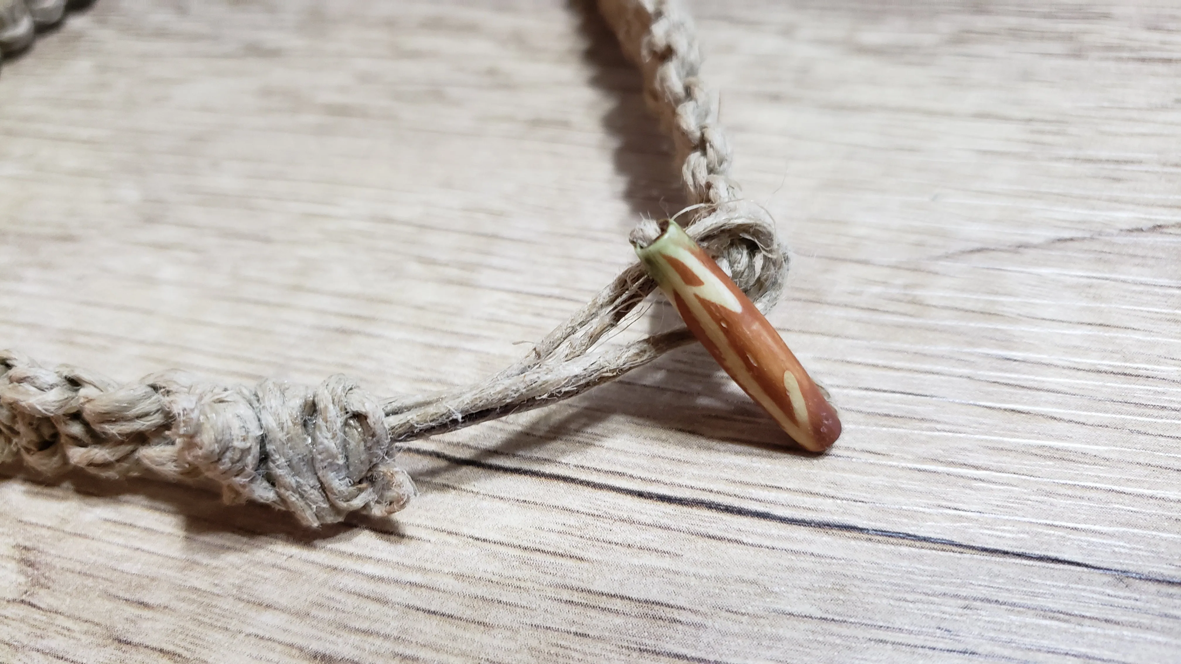 100% Natural Hemp Choker Necklace with Carved Bone Closure