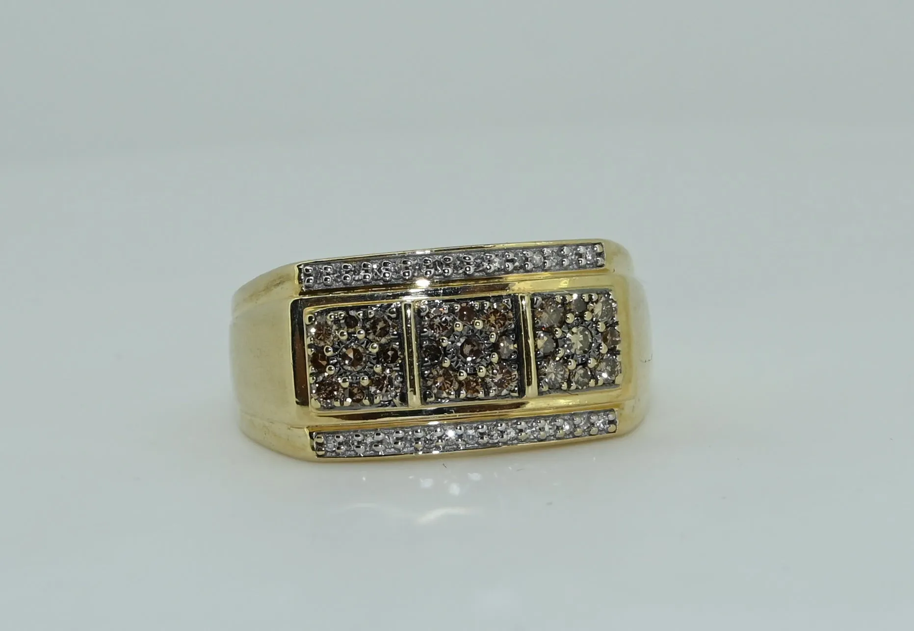 10KT Two-Toned Mens Ring Natural Diamond