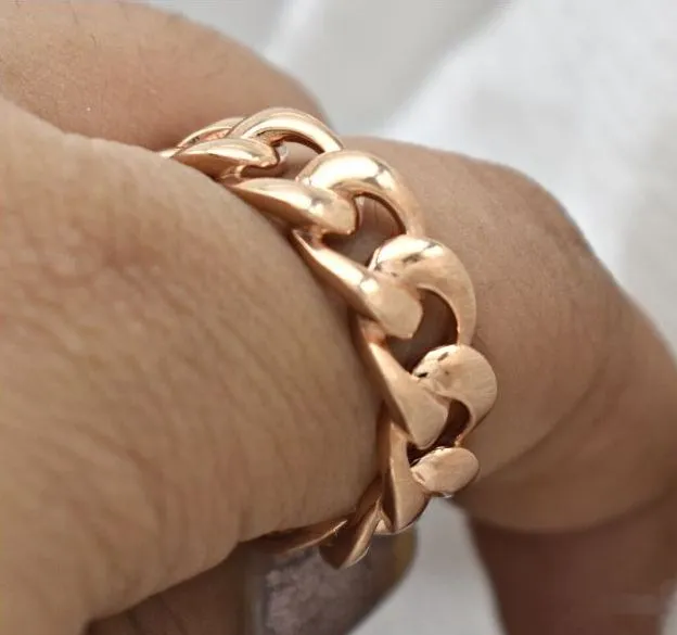 14 KT ROSE GOLD CUBAN STYLE UNISEX WEDDING BAND