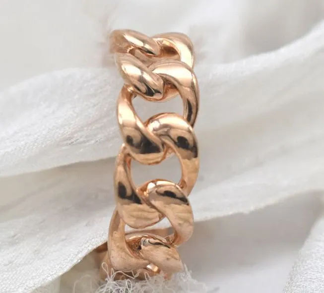 14 KT ROSE GOLD CUBAN STYLE UNISEX WEDDING BAND