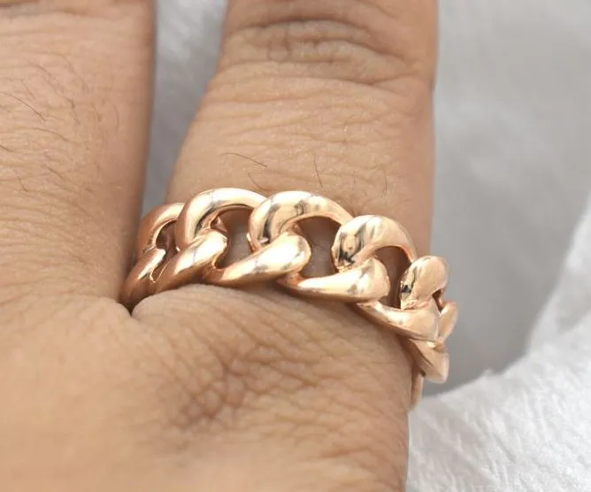 14 KT ROSE GOLD CUBAN STYLE UNISEX WEDDING BAND