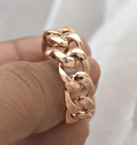 14 KT ROSE GOLD CUBAN STYLE UNISEX WEDDING BAND