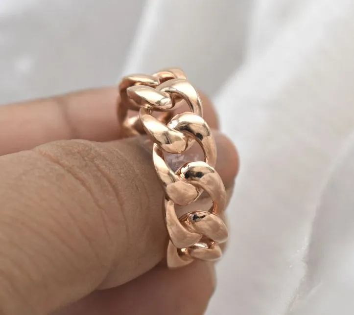 14 KT ROSE GOLD CUBAN STYLE UNISEX WEDDING BAND