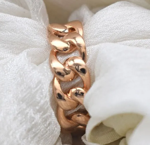 14 KT ROSE GOLD CUBAN STYLE UNISEX WEDDING BAND