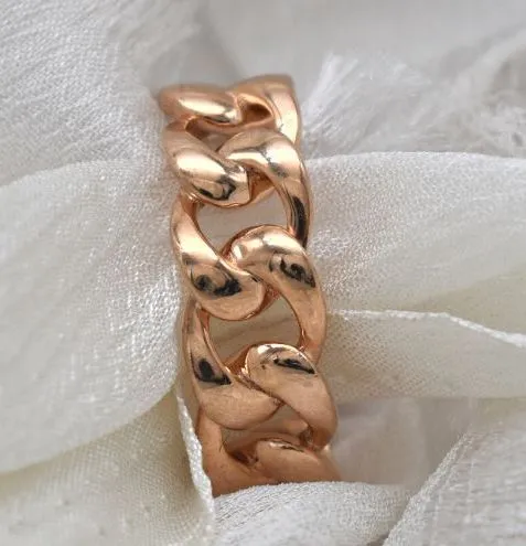 14 KT ROSE GOLD CUBAN STYLE UNISEX WEDDING BAND