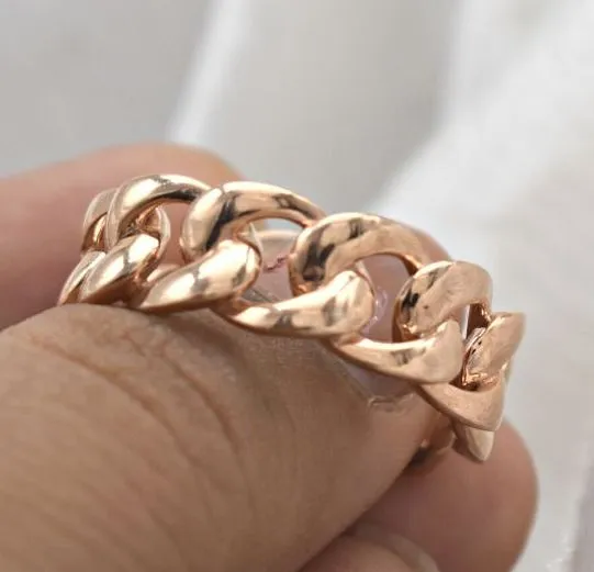 14 KT ROSE GOLD CUBAN STYLE UNISEX WEDDING BAND