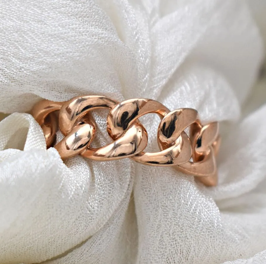 14 KT ROSE GOLD CUBAN STYLE UNISEX WEDDING BAND