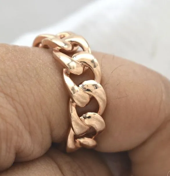 14 KT ROSE GOLD CUBAN STYLE UNISEX WEDDING BAND