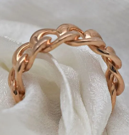14 KT ROSE GOLD CUBAN STYLE UNISEX WEDDING BAND