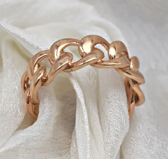 14 KT ROSE GOLD CUBAN STYLE UNISEX WEDDING BAND