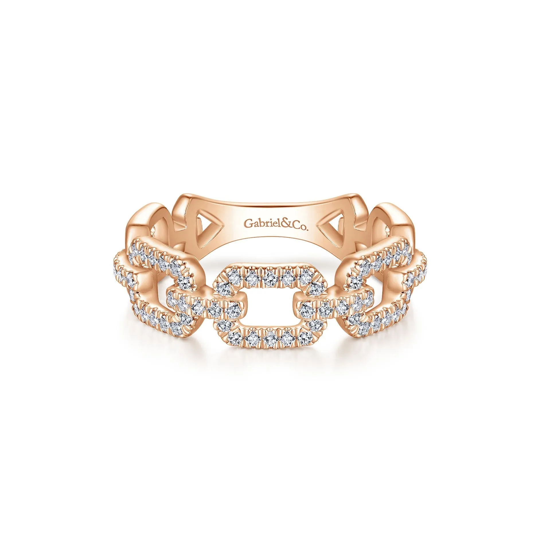 14K Rose Gold Diamond Open Link Ring