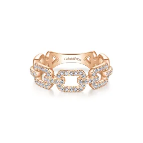 14K Rose Gold Diamond Open Link Ring