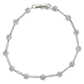 14K White Gold Diamond Station Bracelet