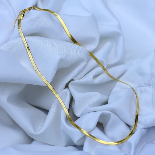 18K Gold-Filled Herringbone Necklace 4mm