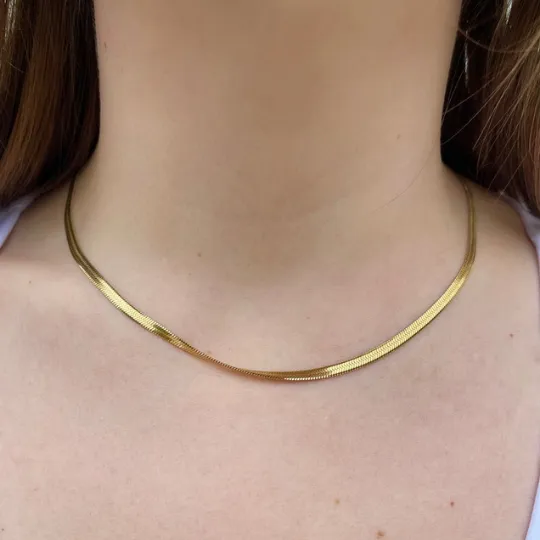 18K Gold-Filled Herringbone Necklace 4mm