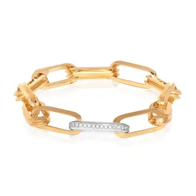 18K Two Tone Link Bracelet with Diamonds