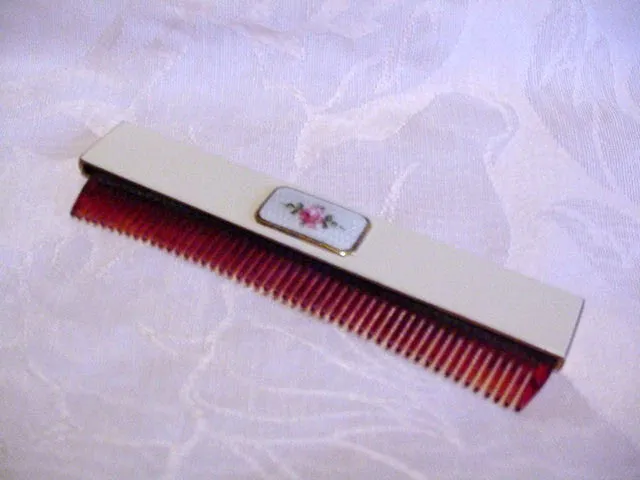 1922 Guilloche Enamel Comb B & B Co Vintage Retractable Ladies Comb Art Deco Comb