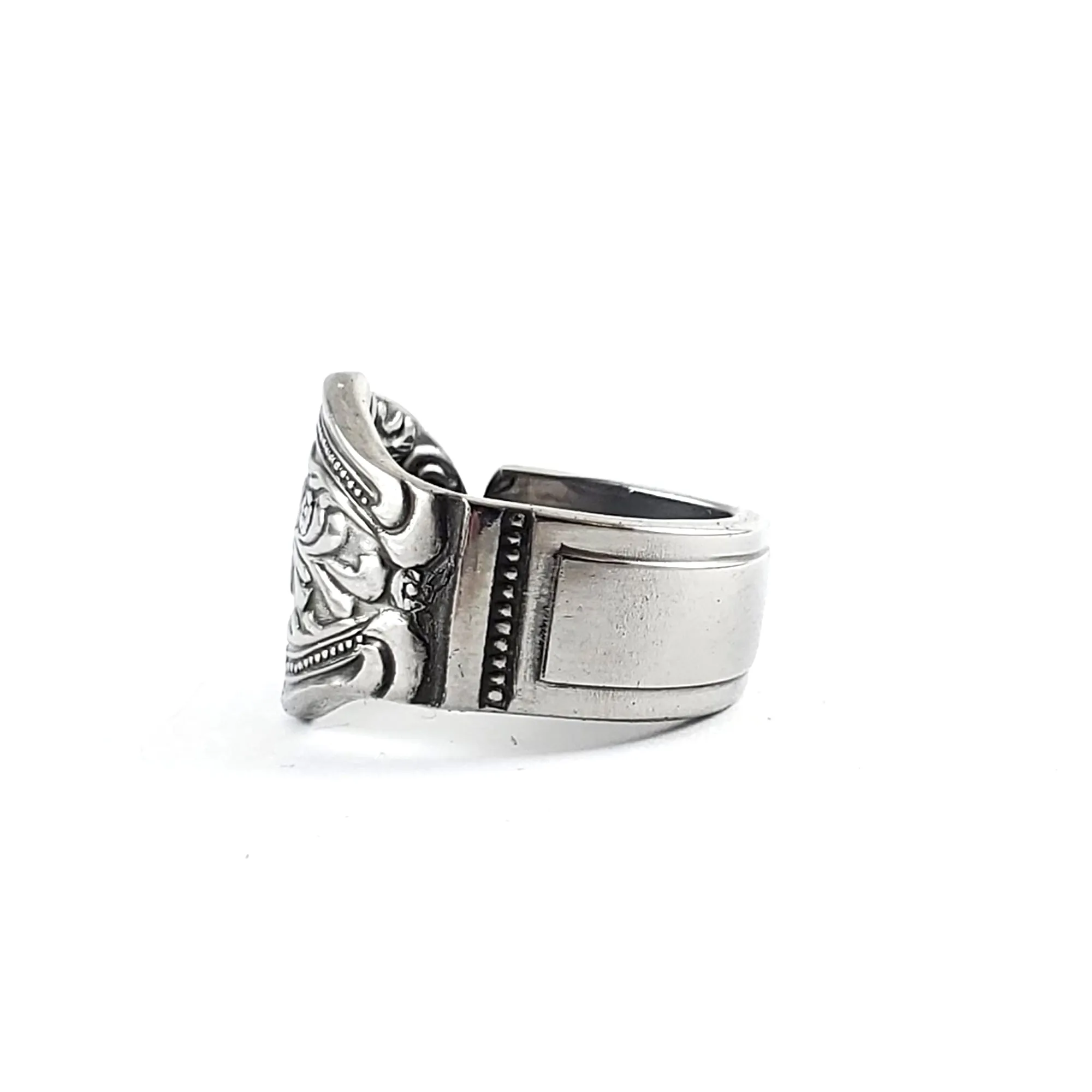 1970's Rose Floral Stainless Steel Spoon Ring