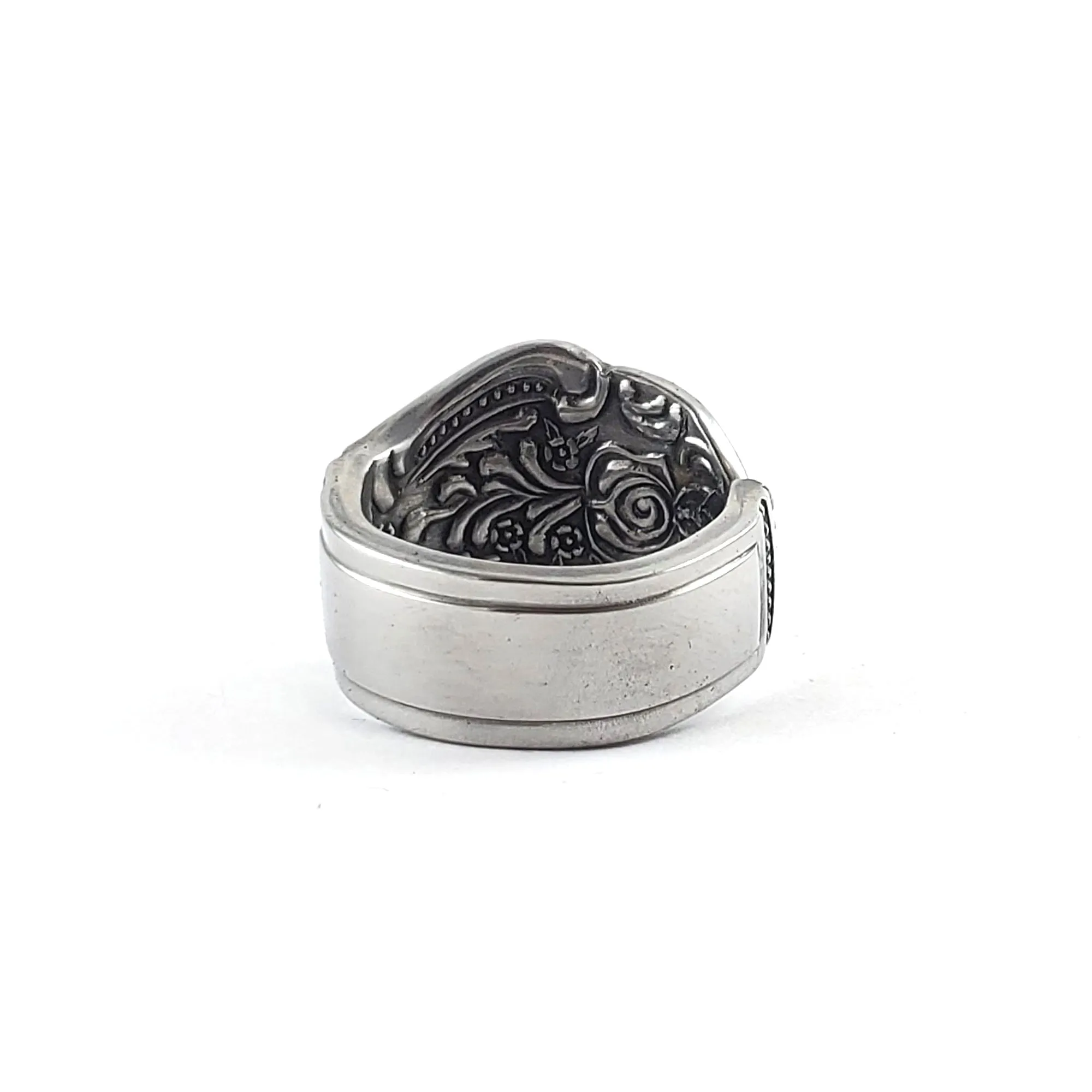 1970's Rose Floral Stainless Steel Spoon Ring