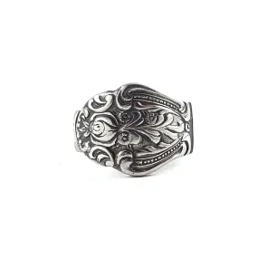 1970's Rose Floral Stainless Steel Spoon Ring