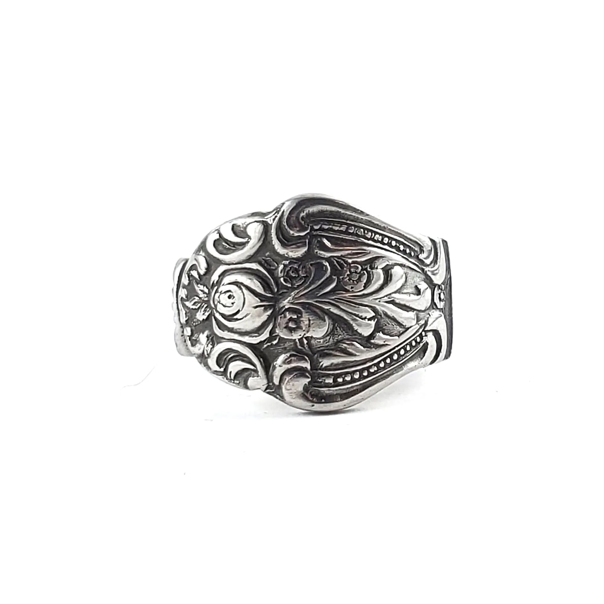 1970's Rose Floral Stainless Steel Spoon Ring