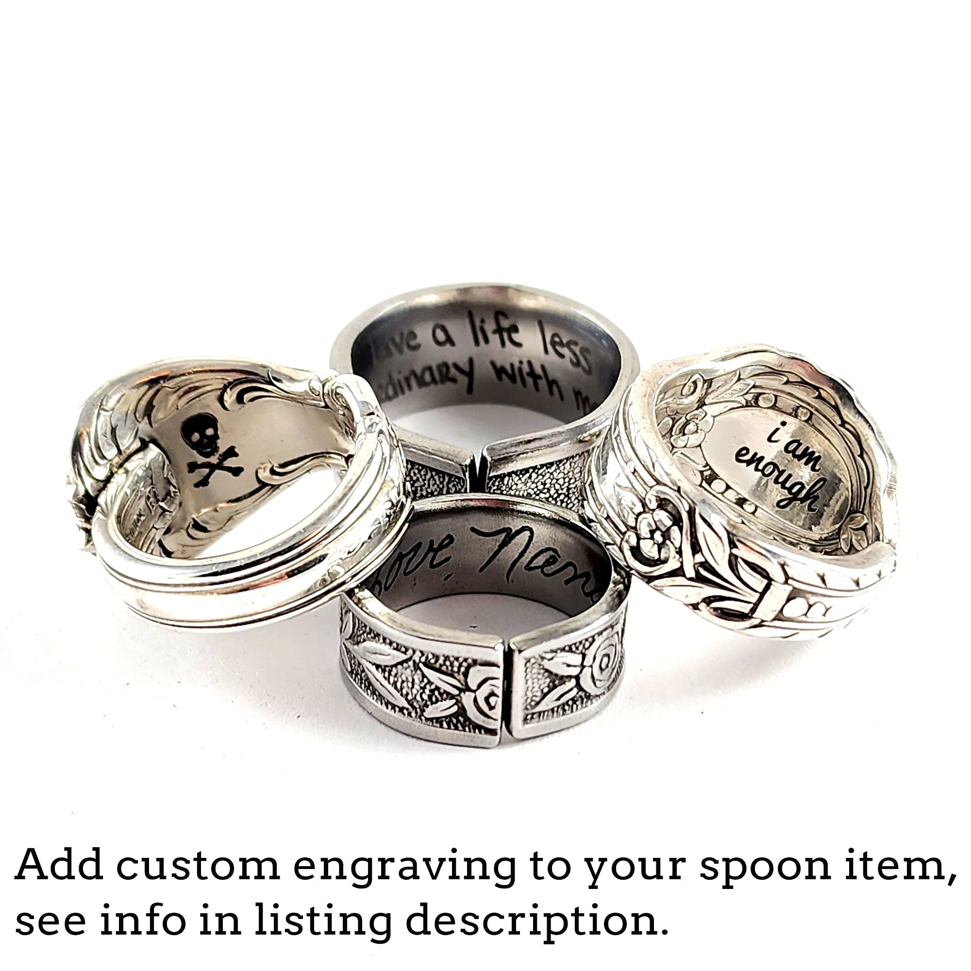 1970's Rose Floral Stainless Steel Spoon Ring
