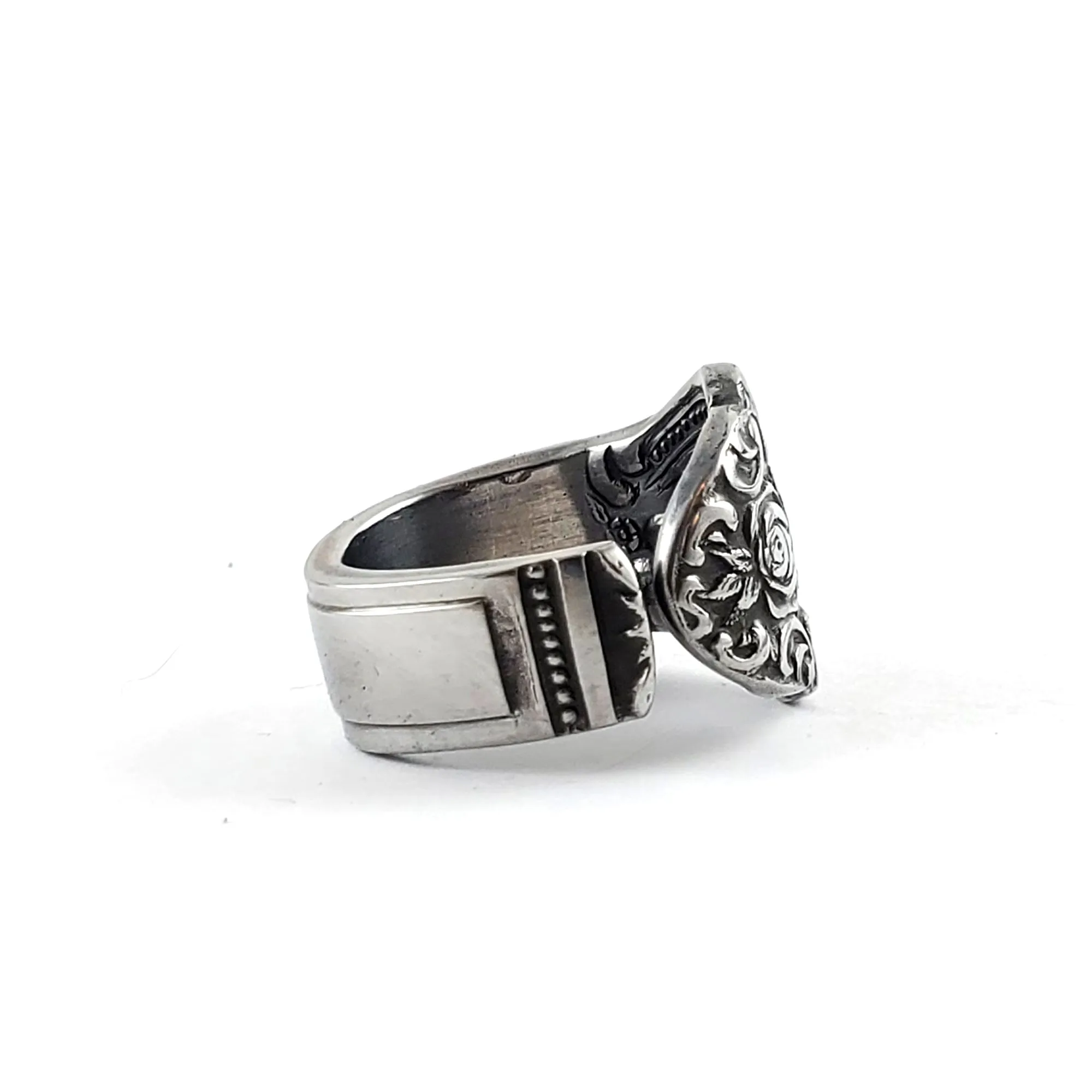 1970's Rose Floral Stainless Steel Spoon Ring