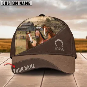 3 Horses Customized Name Cap, Farm Cap, Farmer Baseball Cap, Cow Cap, Cow Gift, Farm Animal Hat