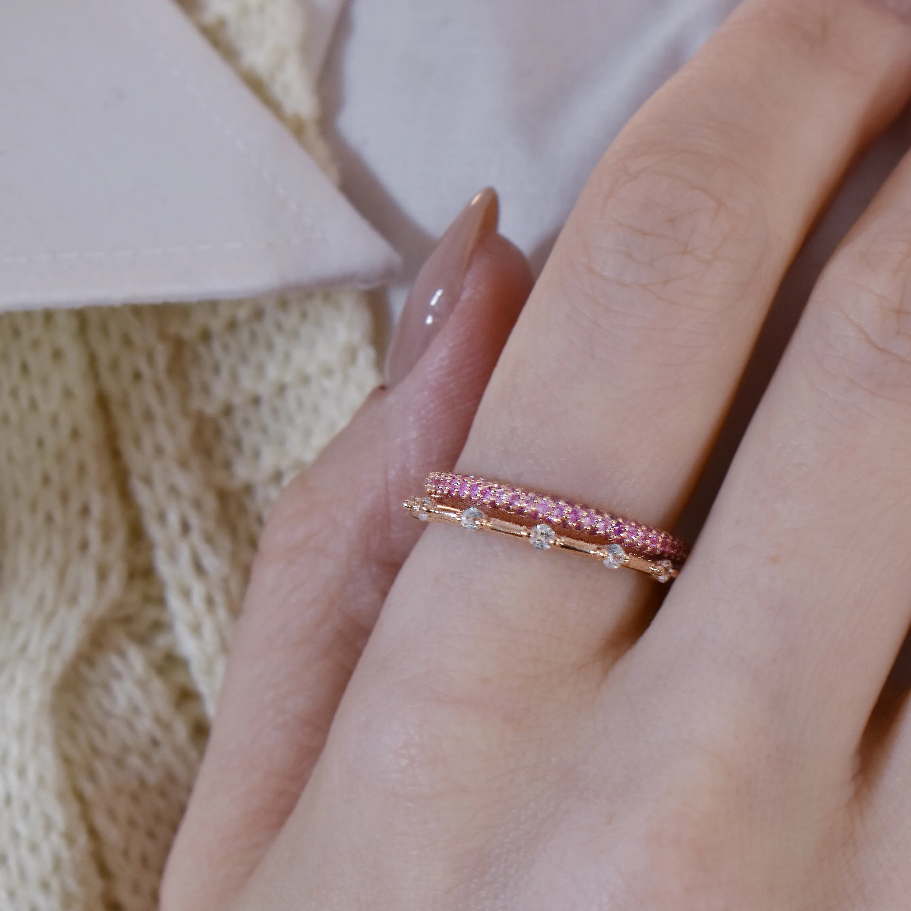 3-Row Diamond Eternity Ring Skinny