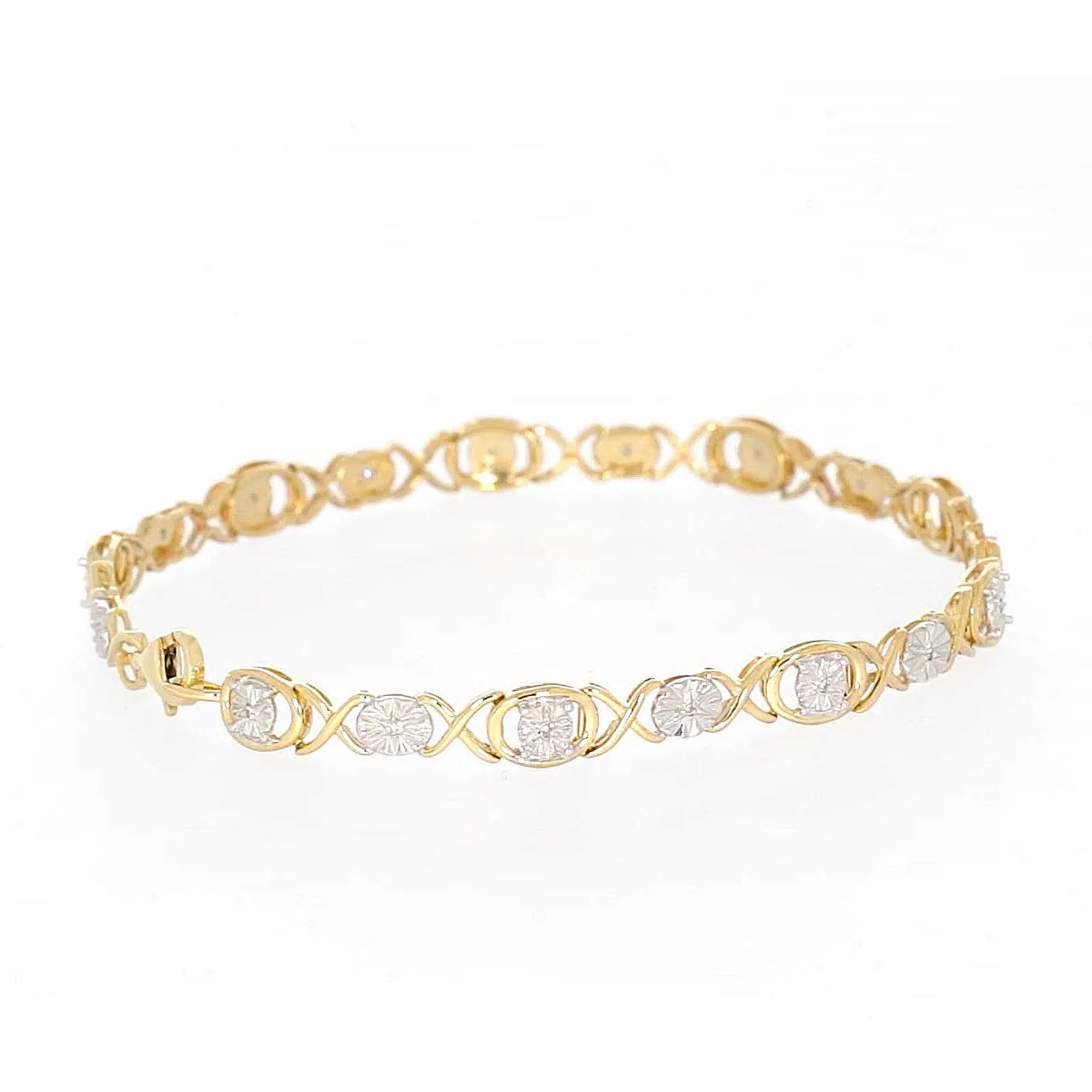 9ct Yellow Gold & Diamond Set Bracelet