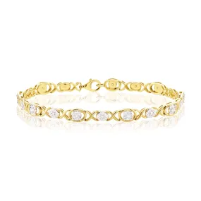 9ct Yellow Gold & Diamond Set Bracelet