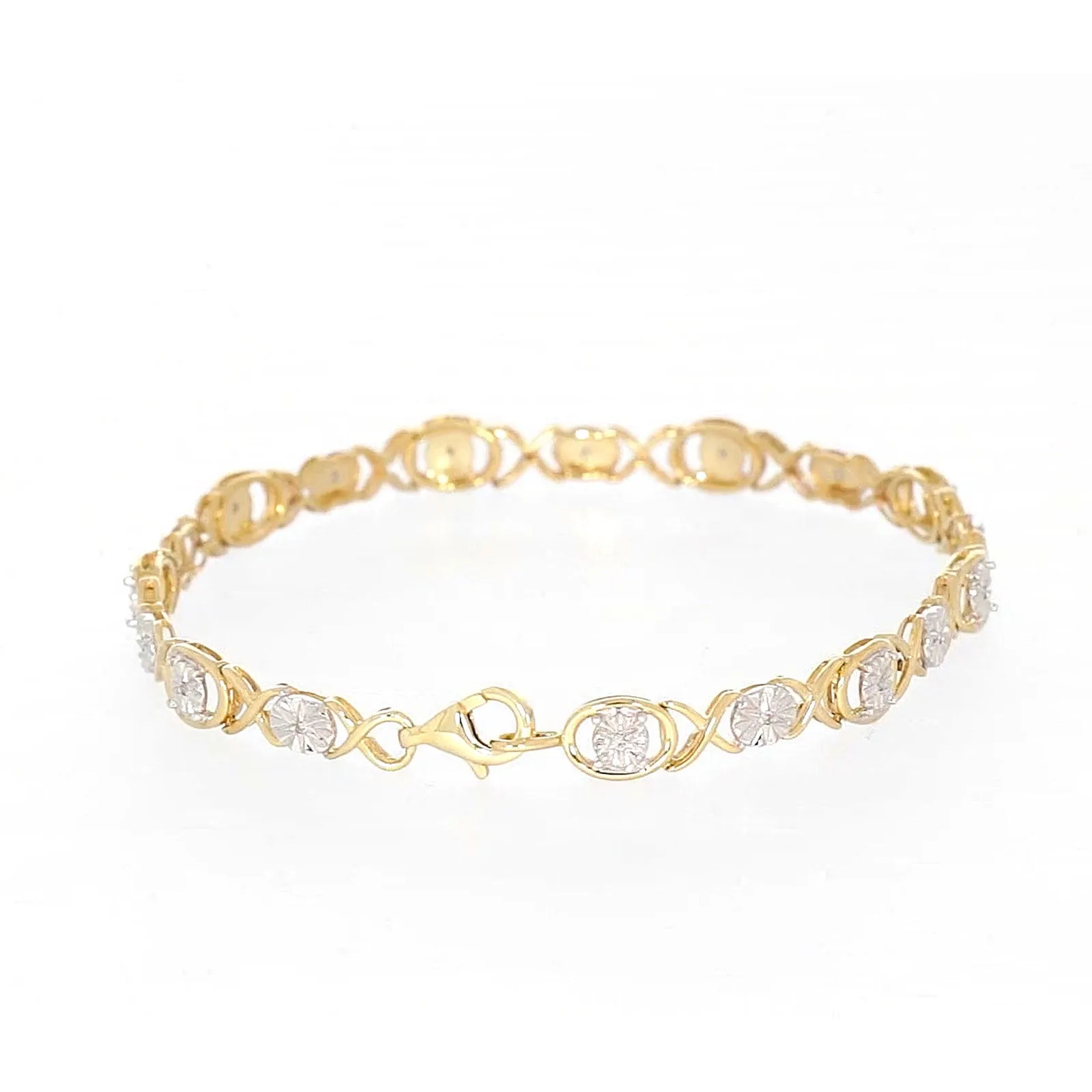 9ct Yellow Gold & Diamond Set Bracelet