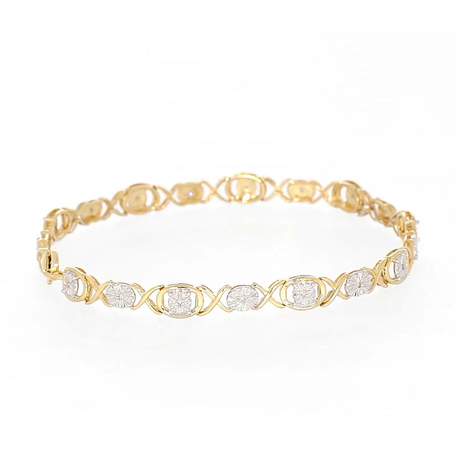 9ct Yellow Gold & Diamond Set Bracelet