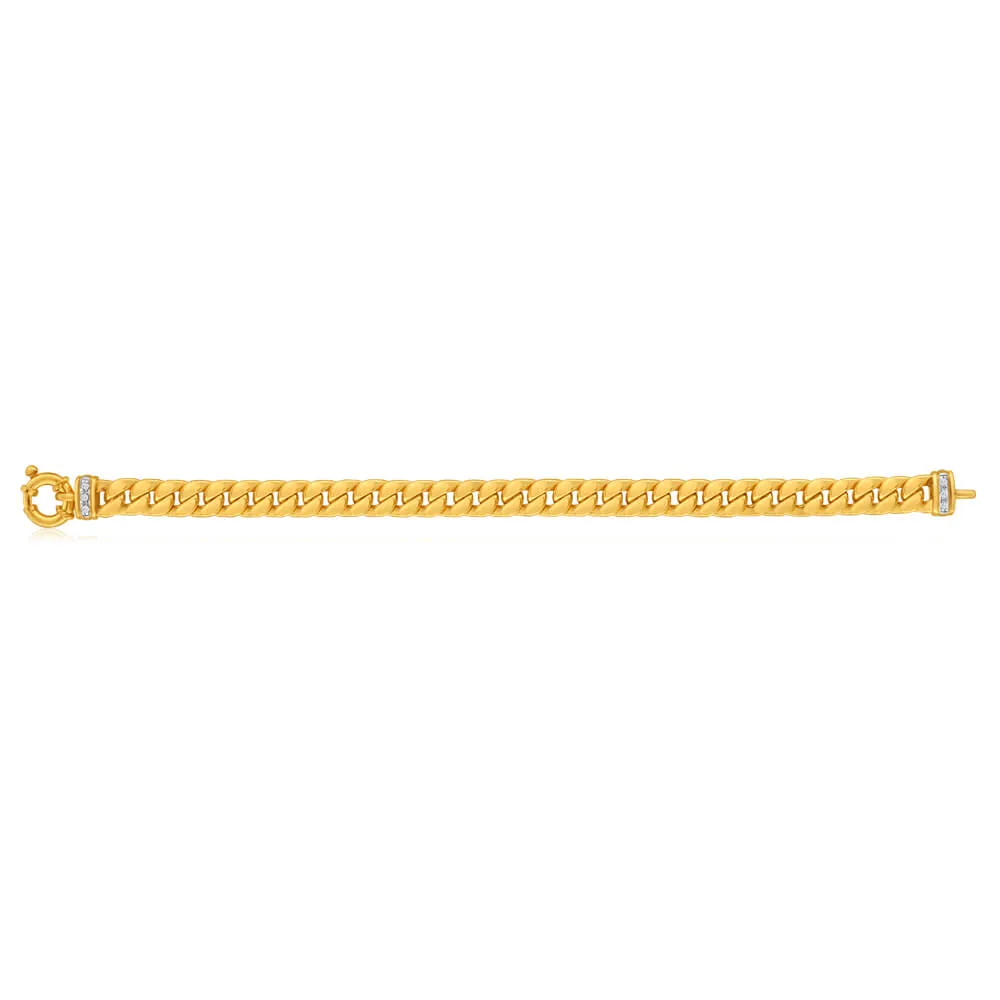 9ct Yellow Gold Silver Filled Zirconia Curb Bracelet