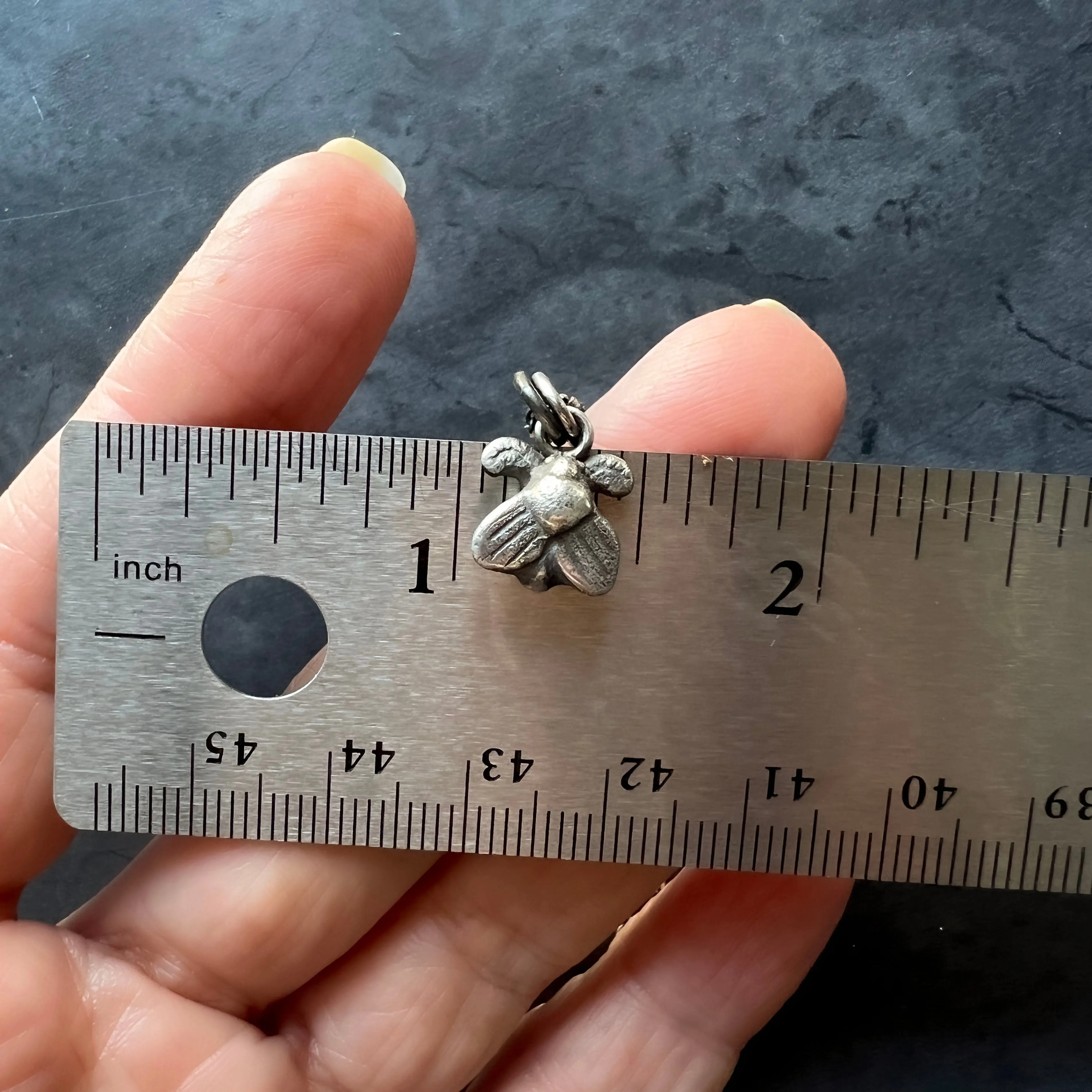 Adjustable Vegan Choker with Tiny Sterling Silver Moth Fly Insect Charm — 13" Choker with 3" Sterling Silver Extension Chain