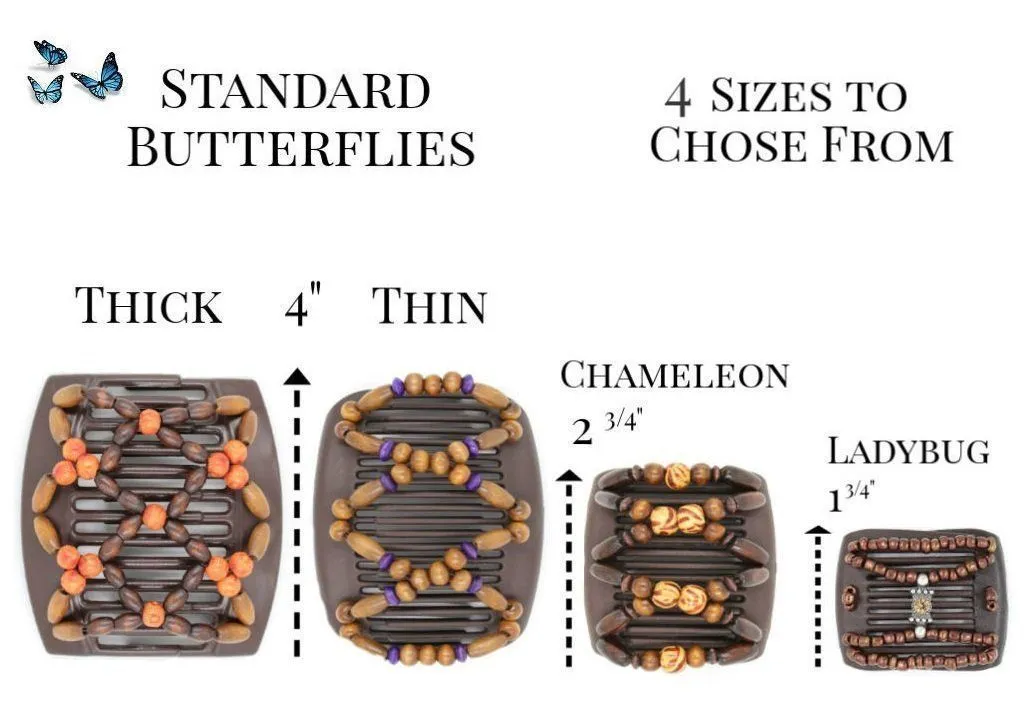 African Butterfly LadyBug Hair Comb - Brown Pearl 35