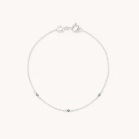 Alexandrite Charm Bracelet in Solid White Gold