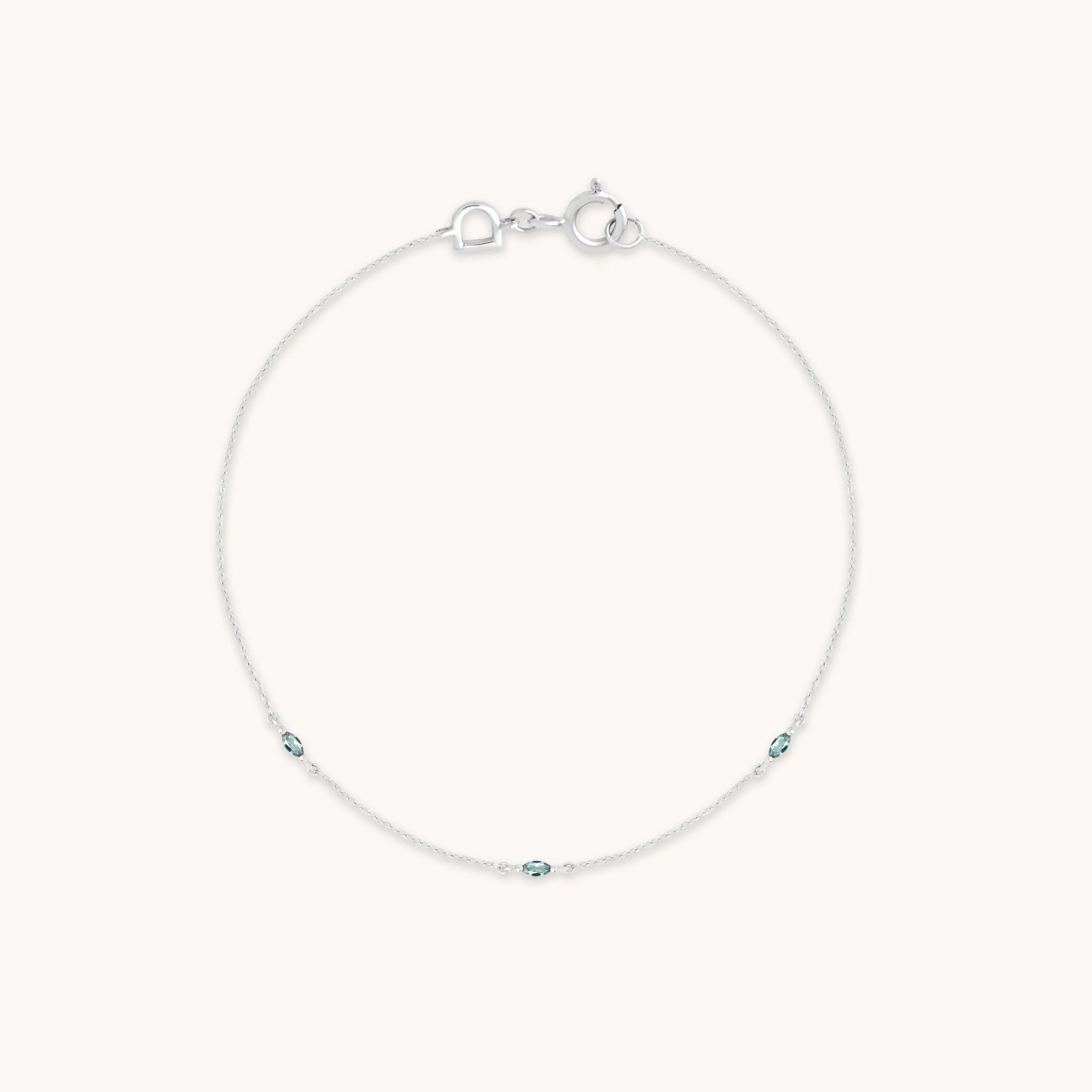 Alexandrite Charm Bracelet in Solid White Gold