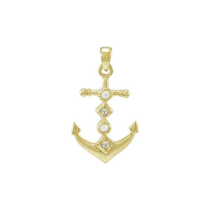 Anchor Gold Vermeil Pendant with Gemstone VPD4047