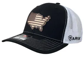Ariat Black USA Leather Patch SnapBack