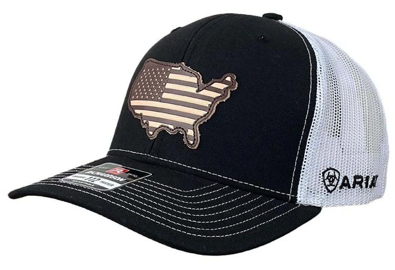 Ariat Black USA Leather Patch SnapBack