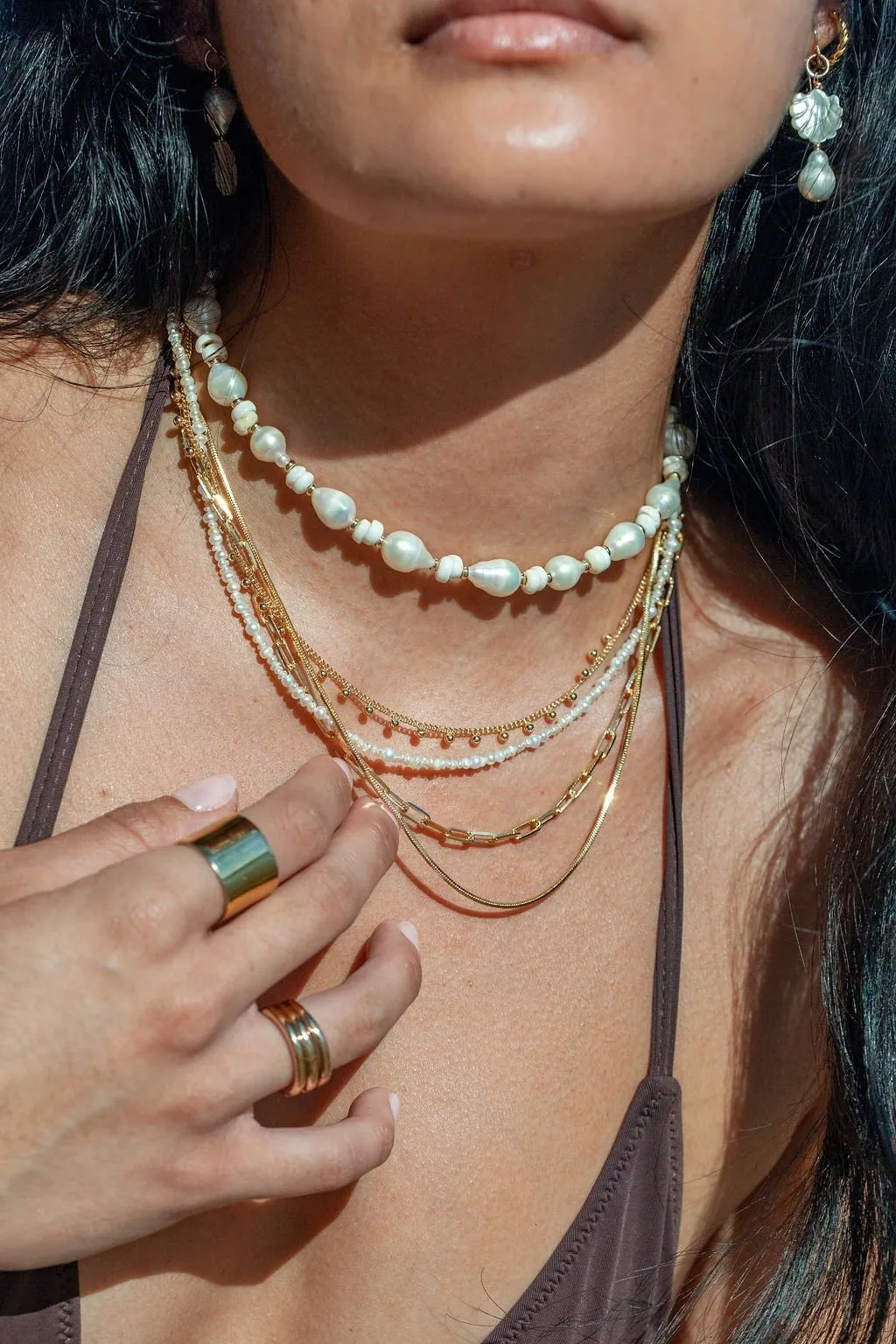 Baroque Pearl Puka Shell Necklace - Kakahi