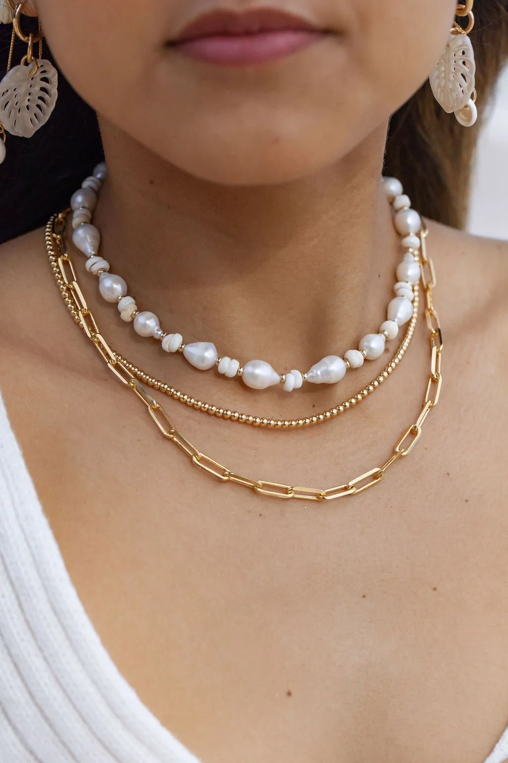 Baroque Pearl Puka Shell Necklace - Kakahi