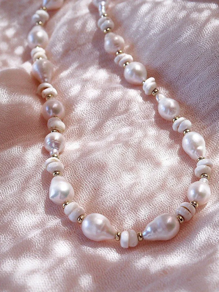 Baroque Pearl Puka Shell Necklace - Kakahi