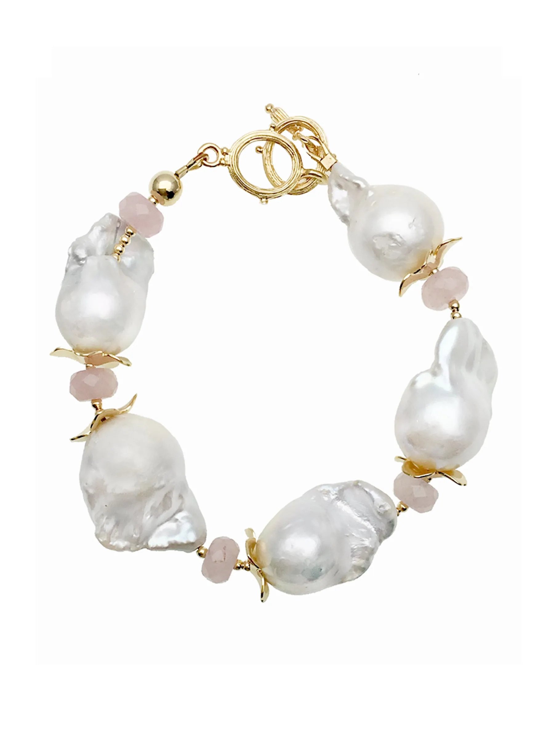Baroque Pearls & Rose Quartz Bracelet DB206