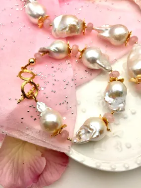 Baroque Pearls & Rose Quartz Bracelet DB206
