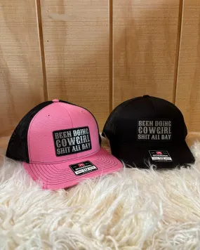 Been Doing Cowgirl S*** Trucker Snap Back Ball Cap PNKBLK  BLKBLK