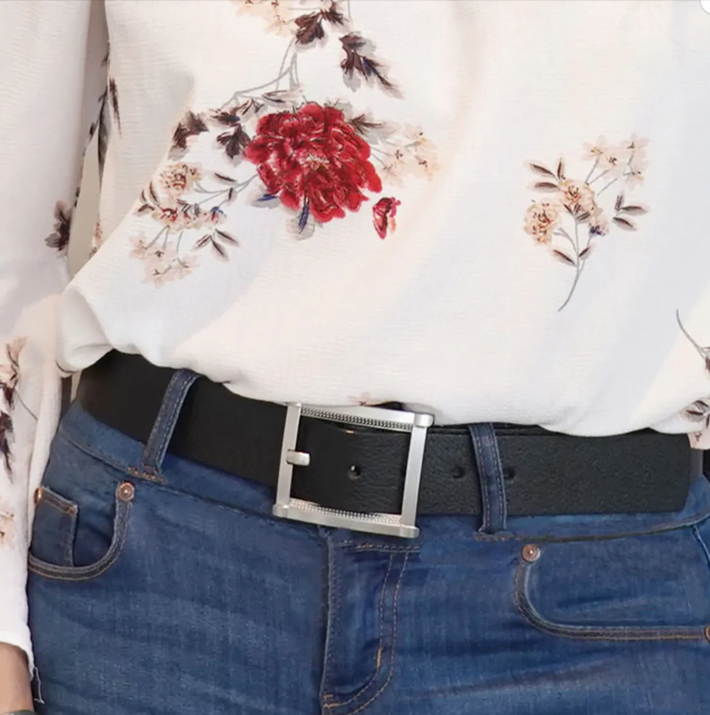 Behind The Buckle Fancy Rectangle Black Pebble Grain